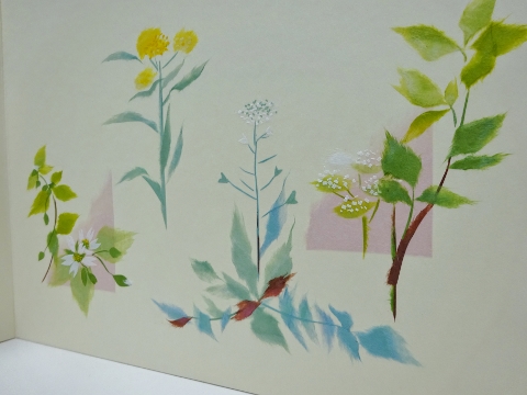 和紙ちぎり絵展示棚作品