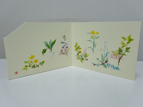 和紙ちぎり絵展示棚作品